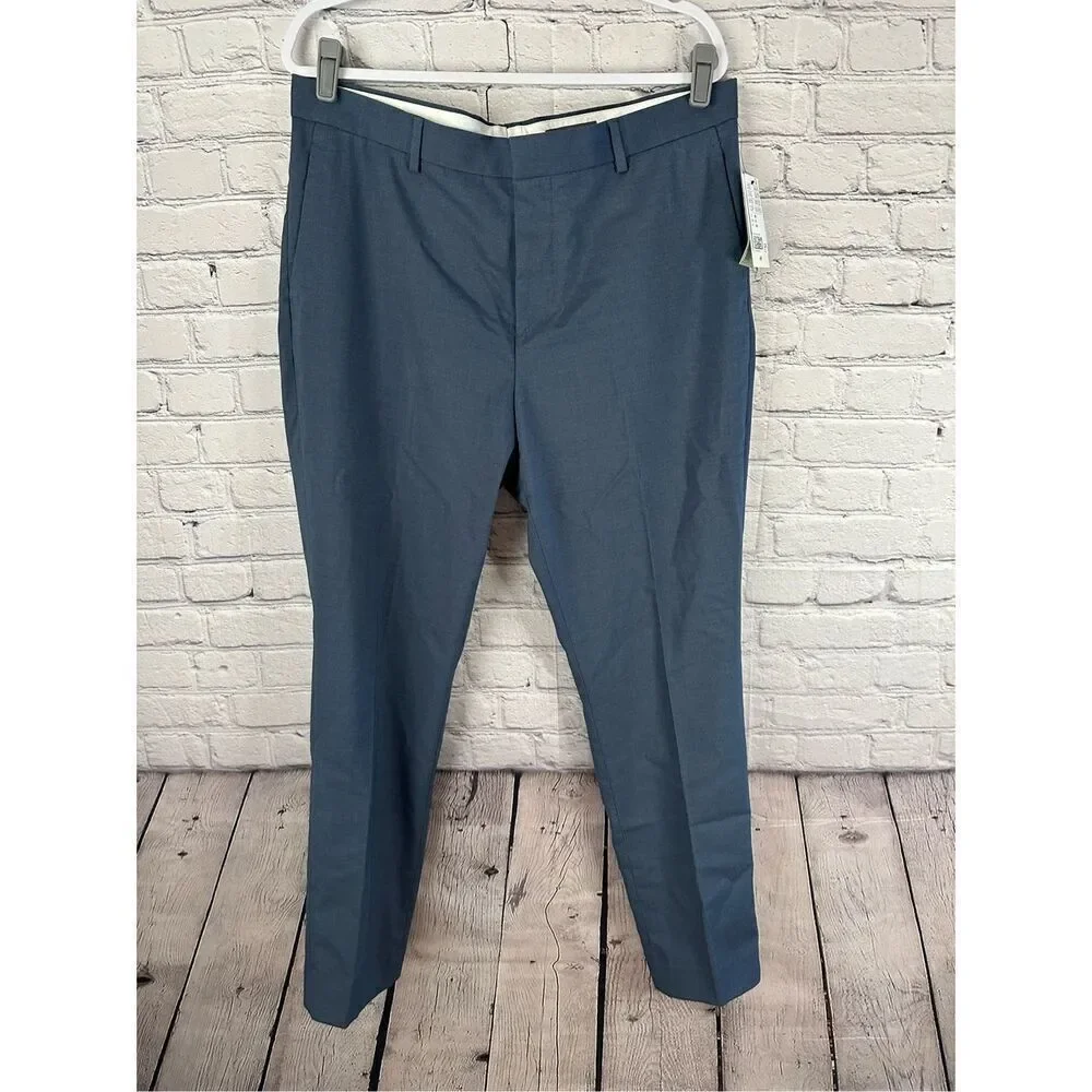 H&M Men’s Dress Pants 38R Slim Fit Stretch Gray/Blue